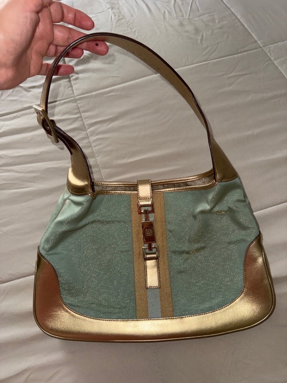 Gucci Mint and Gold Shoulder Bag
